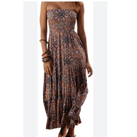 Lascana Dresses & Skirts - Lascana smocked maxi dress in brown paisley